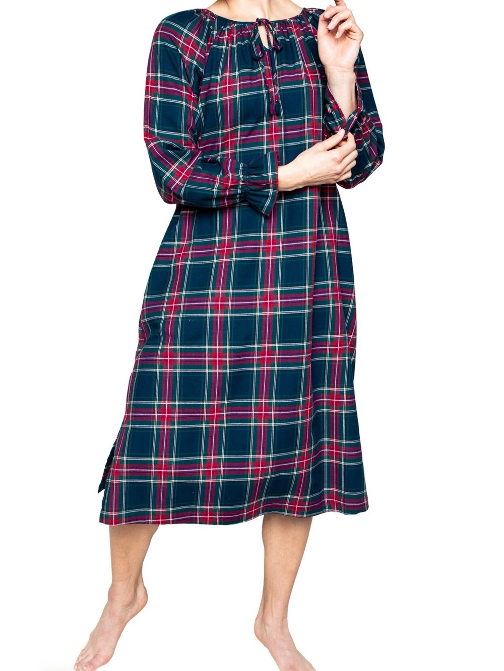 Petite Plume Windsor Tartan Delphine Nightgown Plaid Flannel Sleep Dress Small